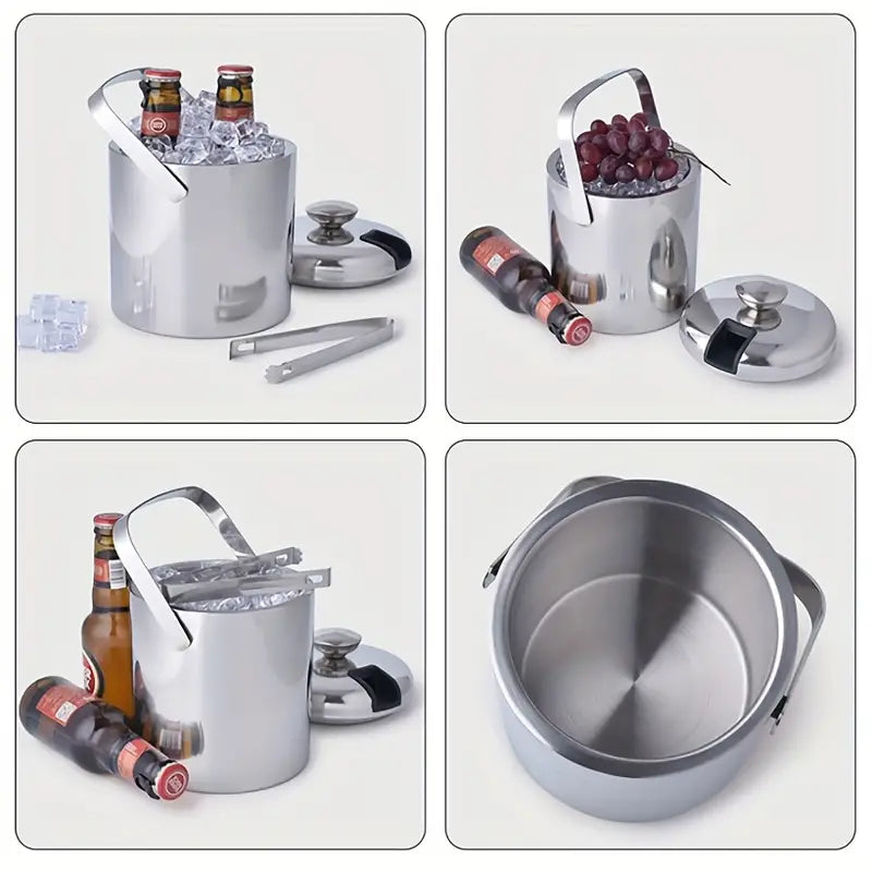 LUNE MONT BLANC Stainless Steel Double Wall 1.3L Ice Bucket with Lid