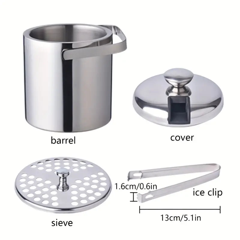 LUNE MONT BLANC Stainless Steel Double Wall 1.3L Ice Bucket with Lid