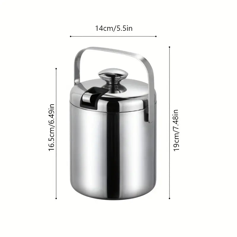 LUNE MONT BLANC Stainless Steel Double Wall 1.3L Ice Bucket with Lid